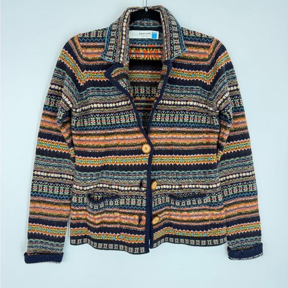 Sparrow Anthropologie Lambswool Fair Isle Knit Cardigan | Size S